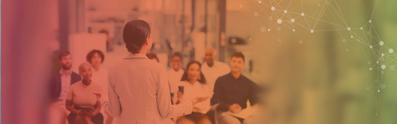 Woman presenting information to self-funded employers and brokers
